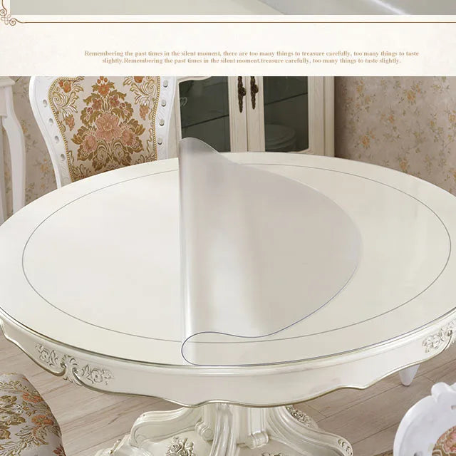 2022 New Round PVC Tablecloth Waterproof Oilproof able Cover Glass Soft Cloth Table Cover Home Kitchen Dining Room Placemat 1mm