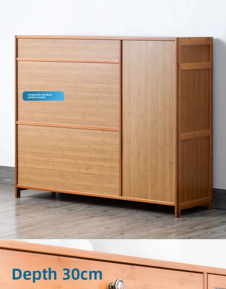 Kitchen shelves Floor-to-ceiling multi-layer storage cabinets with doors, cabinets, dishes, pots and pans, electrical appliances