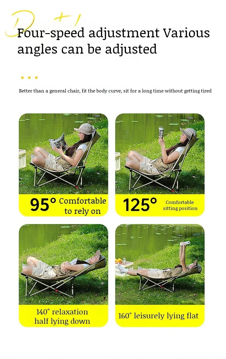 Portable Office Chair Stool Adjustable Camping Fishing Leisure Chair Lunch Break Back Moon Chair Outdoor Folding Lounge Chair