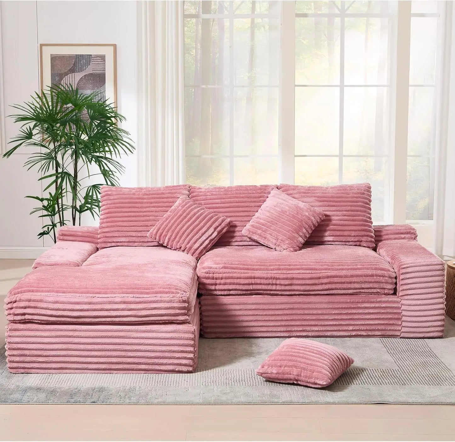 Modern Cloud Sectional Couch with L-Shape Chaise, Modular Boneless Sofa with Deep Seat, Comfy Plush Upholstered Couches