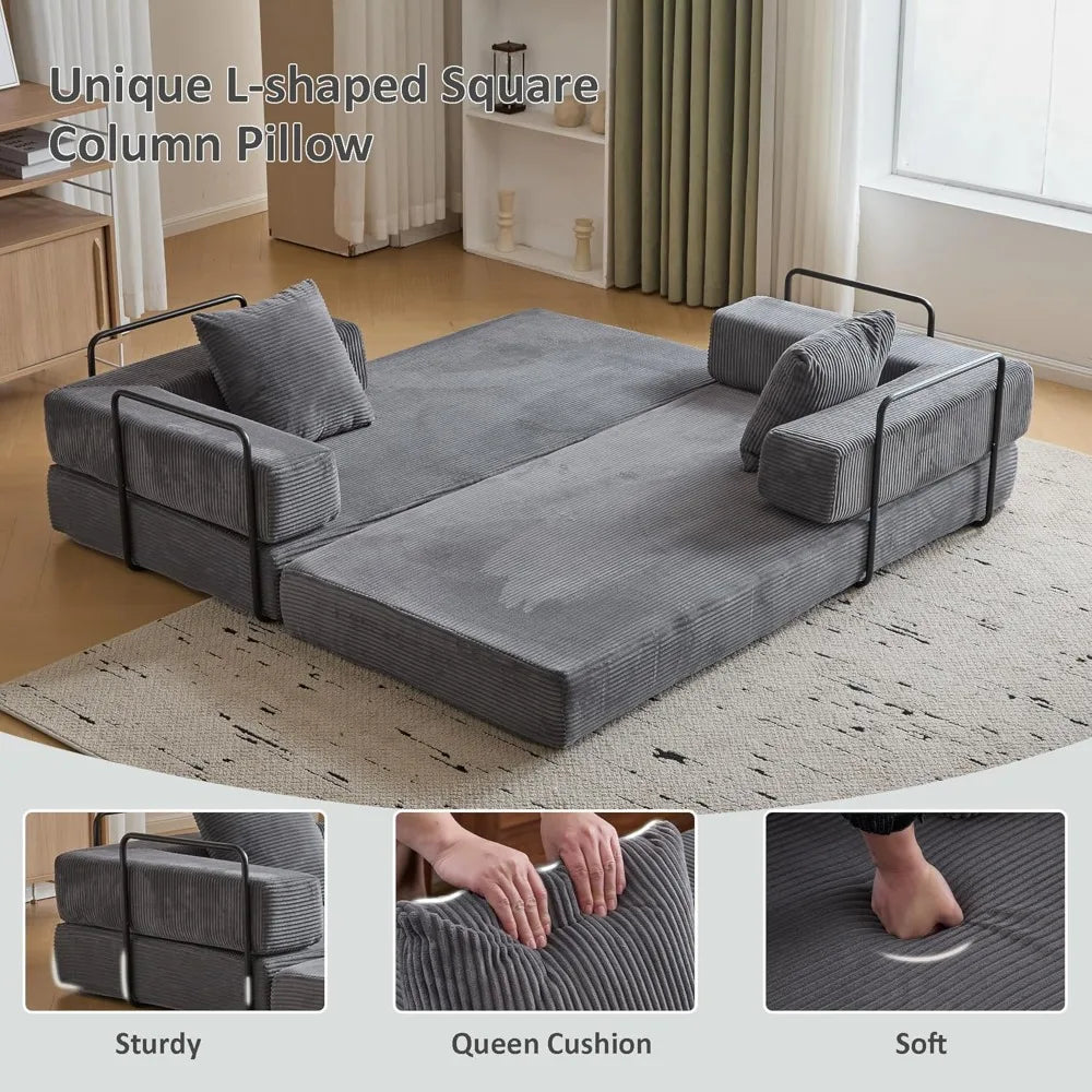 MBM Convertible Sleeper Sofa Bed – Folding Lounge Couch with Pillow