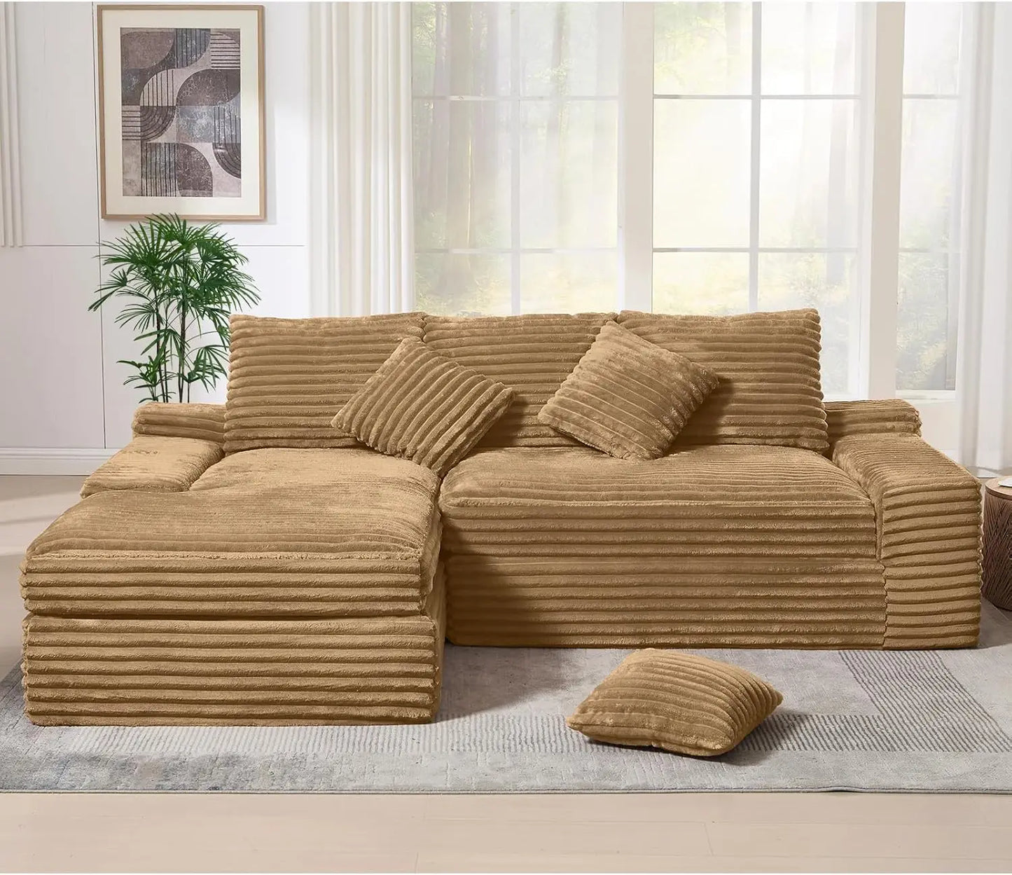 Modern Cloud Sectional Couch with L-Shape Chaise, Modular Boneless Sofa with Deep Seat, Comfy Plush Upholstered Couches