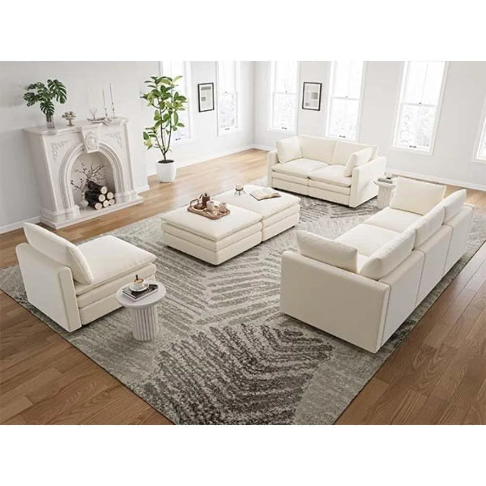 Cloud Couches for Living Room L Shaped Sectional Couch with Ottoman Deep Plush 4 Seats Sofa Modern Sofa for Apartment