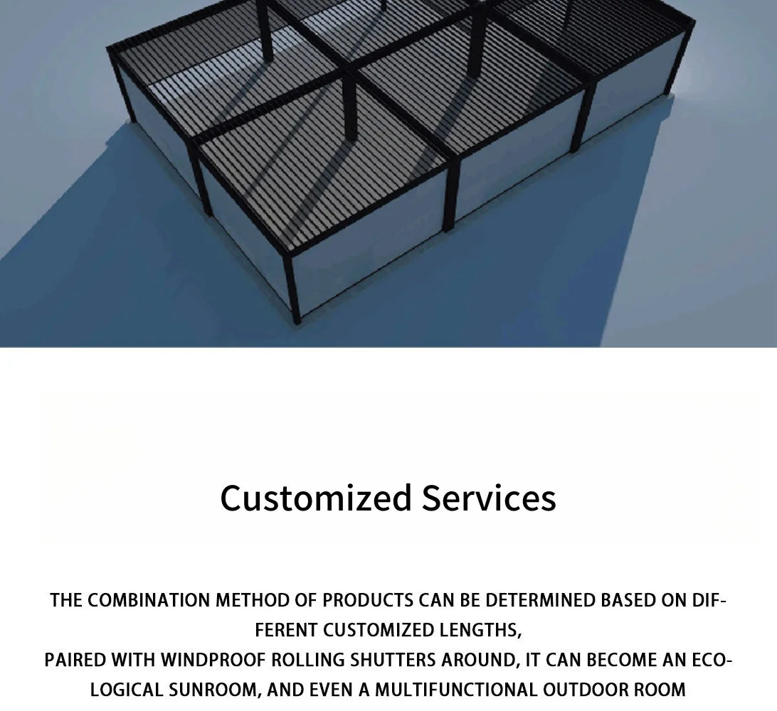 Louver Pergola with LED Light Aluminum Electric Wall Mounted Pavilion Waterproof 6x4 Louvered Aluminium Bioclimatic Pergolas