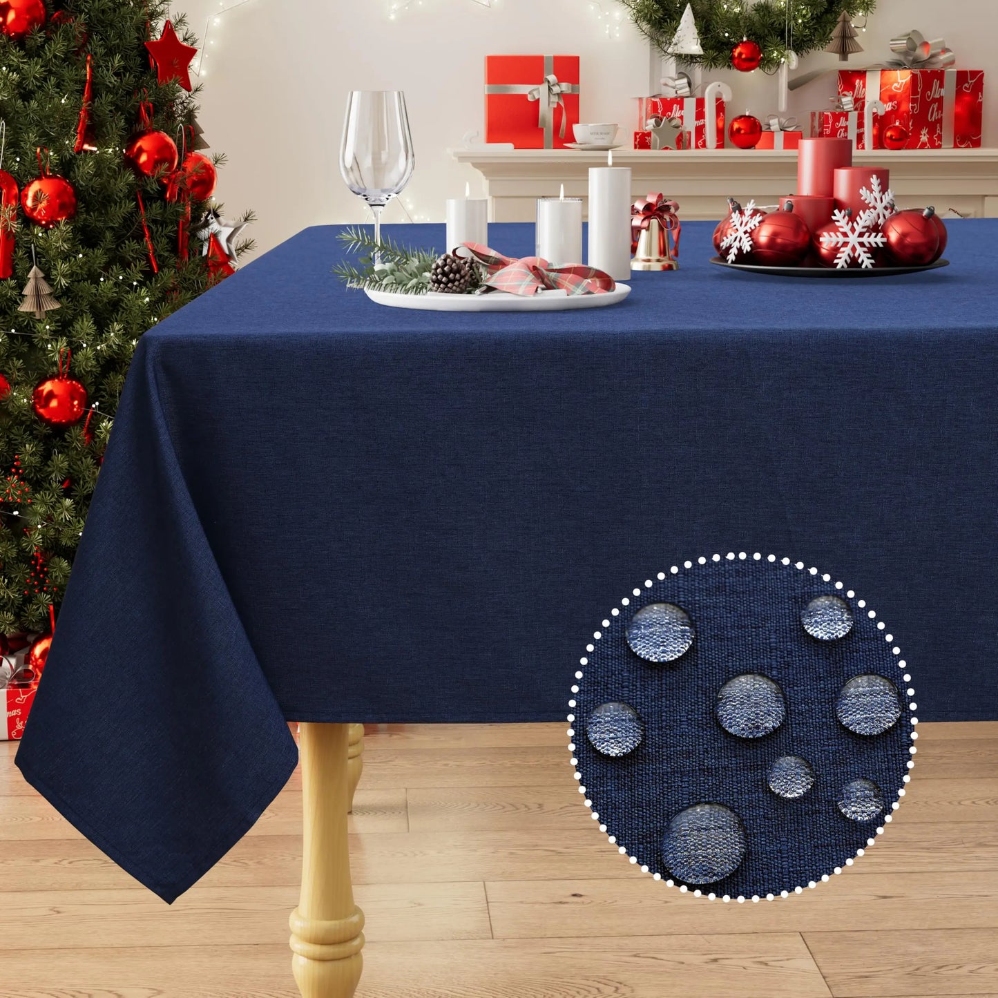 Olanly Rectangle Tablecloth Faux Linen Table Cloth Waterproof Wipeable Fabric Tablecloth Washable Table Cover For Kitchen Dining