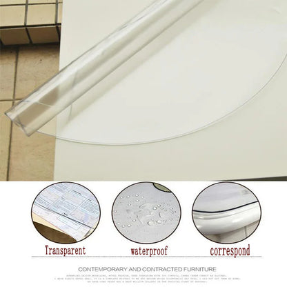 2022 New Round PVC Tablecloth Waterproof Oilproof able Cover Glass Soft Cloth Table Cover Home Kitchen Dining Room Placemat 1mm