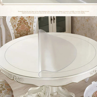 2022 New Round PVC Tablecloth Waterproof Oilproof able Cover Glass Soft Cloth Table Cover Home Kitchen Dining Room Placemat 1mm