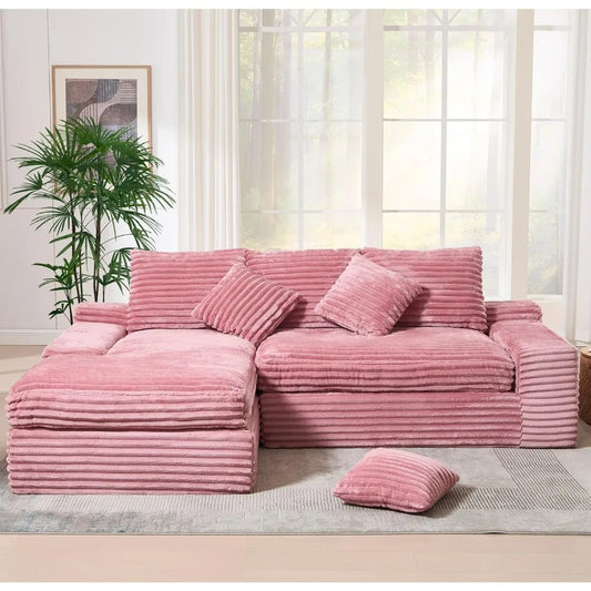 Modern Cloud Sectional Couch with L-Shape Chaise, Modular Boneless Sofa with Deep Seat, Comfy Plush Upholstered Couches