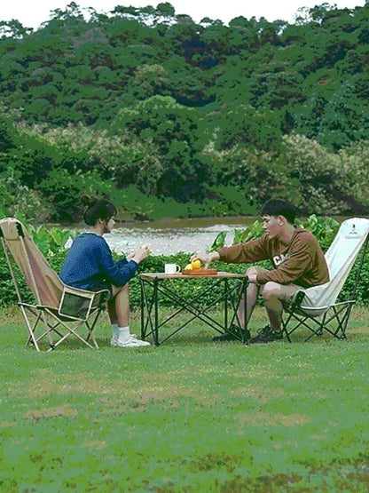 Portable Office Chair Stool Adjustable Camping Fishing Leisure Chair Lunch Break Back Moon Chair Outdoor Folding Lounge Chair