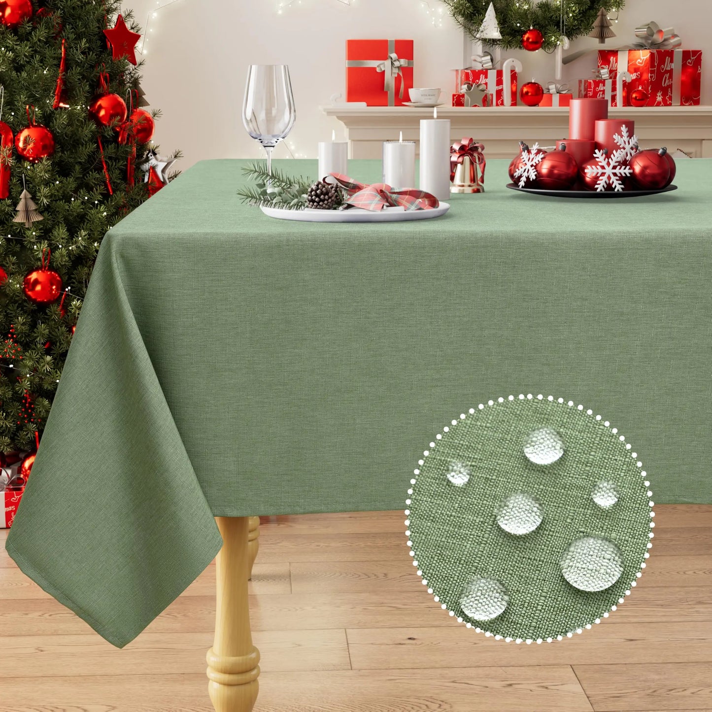 Olanly Rectangle Tablecloth Faux Linen Table Cloth Waterproof Wipeable Fabric Tablecloth Washable Table Cover For Kitchen Dining