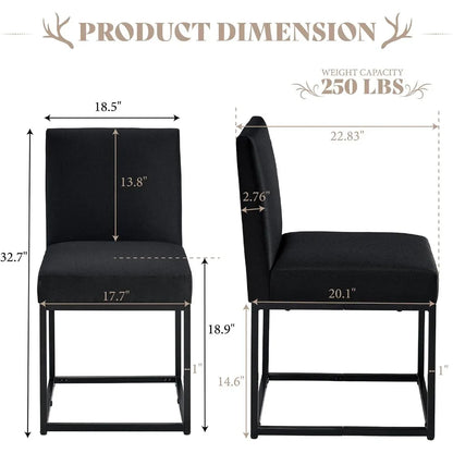 Mid Century Linen Dining Chairs Set of 6, Modern Upholstered Dinner Chairs with Metal Frame for Restaurant, Dining Room, Kitchen