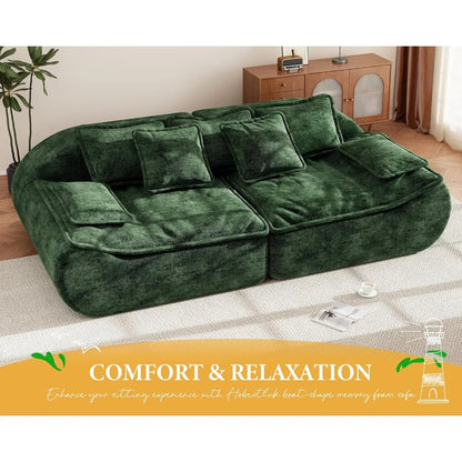 Sectional Living Room Sofa 2-Seater Modular Couch – Comfy Loveseat with Throw, Deep Seat Small Sofa for Compact Space