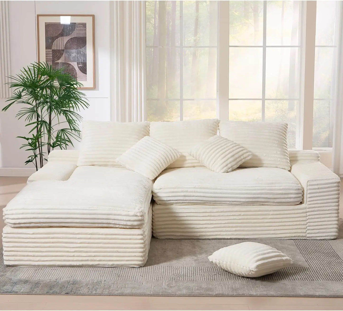 Modern Cloud Sectional Couch with L-Shape Chaise, Modular Boneless Sofa with Deep Seat, Comfy Plush Upholstered Couches