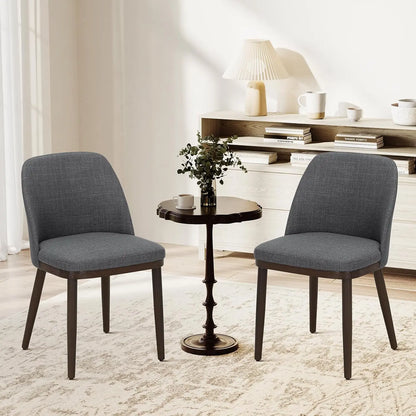 Upholstered Dining Chairs Set of 6, Modern Kitchen Chairs with Back, Fabric Side Dining Room Chairs with Wood Legs for Kitchen