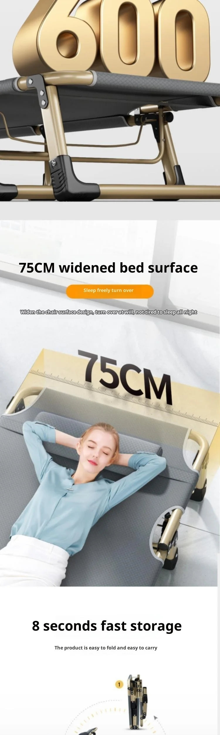 Household Portable Folding Bed Single Outdoor Marching Bed Practical Lunch Break Folding Bed Suitable for Home Office Use