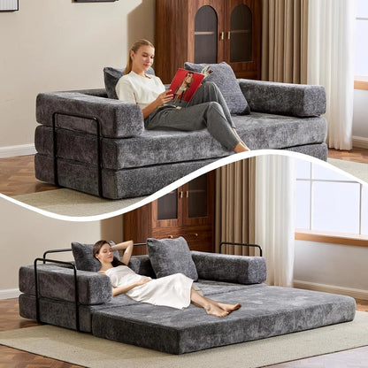 MBM Convertible Sleeper Sofa Bed – Folding Lounge Couch with Pillow