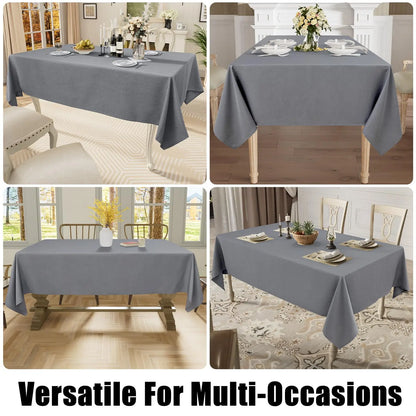 Olanly Rectangle Tablecloth Faux Linen Table Cloth Waterproof Wipeable Fabric Tablecloth Washable Table Cover For Kitchen Dining