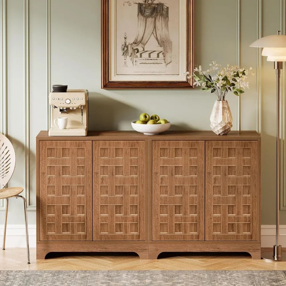 Sideboard Buffet Cabinet with Storage, 57.5-Inch Farmhouse Wood Credenza Storage Cabinet with Doors