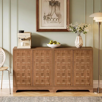 Sideboard Buffet Cabinet with Storage, 57.5-Inch Farmhouse Wood Credenza Storage Cabinet with Doors