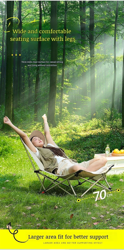 Portable Office Chair Stool Adjustable Camping Fishing Leisure Chair Lunch Break Back Moon Chair Outdoor Folding Lounge Chair