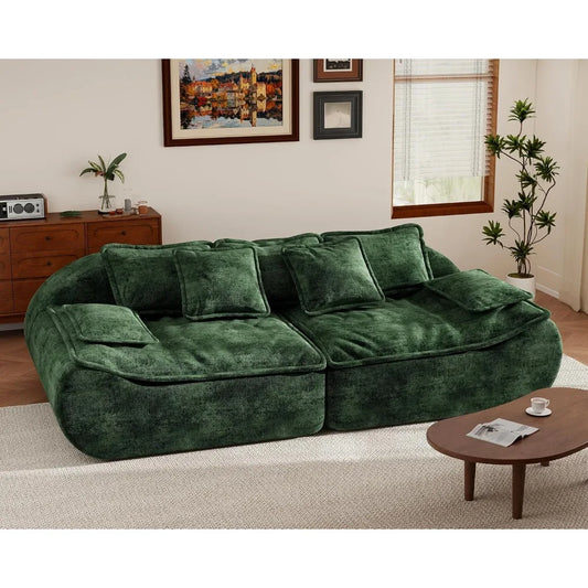 Sectional Living Room Sofa 2-Seater Modular Couch – Comfy Loveseat with Throw, Deep Seat Small Sofa for Compact Space