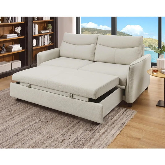 75-Inch Queen Size Convertible Sleeper Sofa Bed, Comfortable Pull-Out Futon Loveseat, Full Love Seat for RV Small Spaces