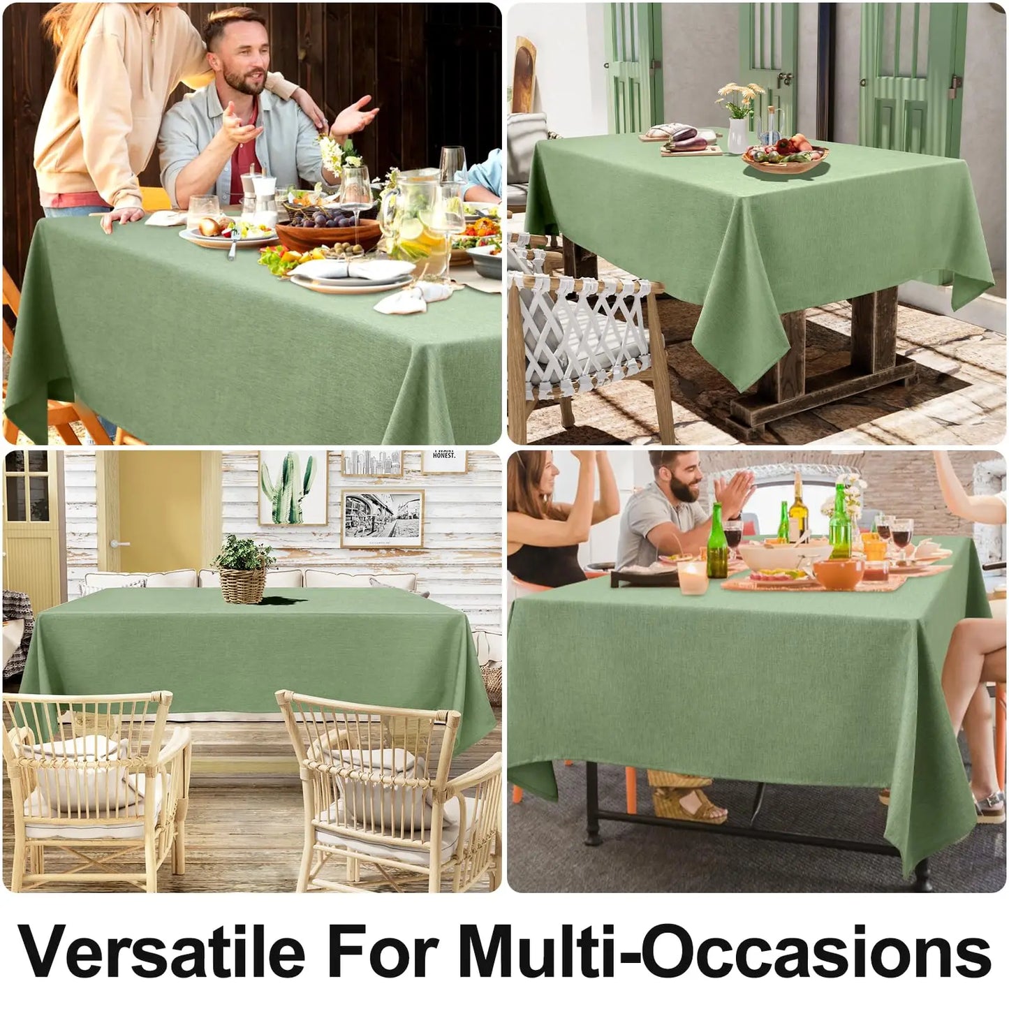 Olanly Rectangle Tablecloth Faux Linen Table Cloth Waterproof Wipeable Fabric Tablecloth Washable Table Cover For Kitchen Dining