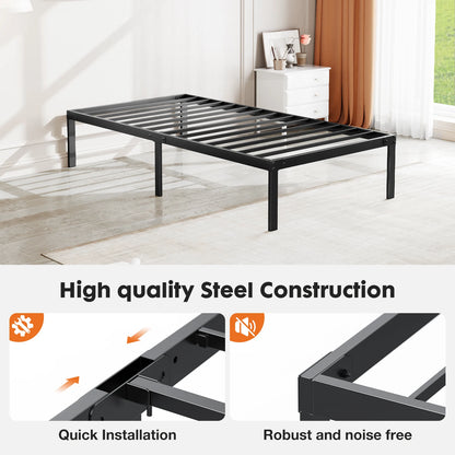 JHK Basic Twin Full Queen King Size Bed Frame Metal Platform Bedroom Frames with Storage Space Sturdy Steel Slat Support 350LBS