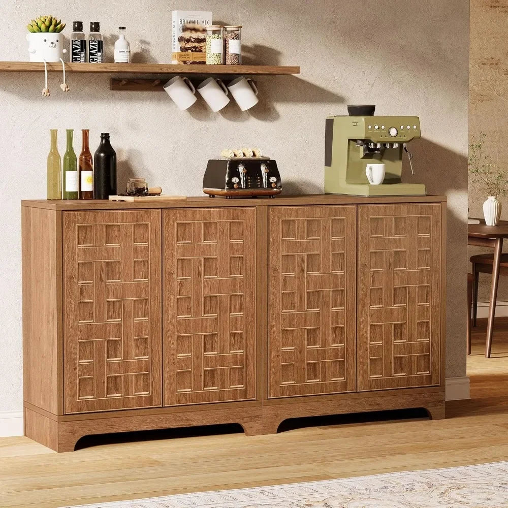 Sideboard Buffet Cabinet with Storage, 57.5-Inch Farmhouse Wood Credenza Storage Cabinet with Doors