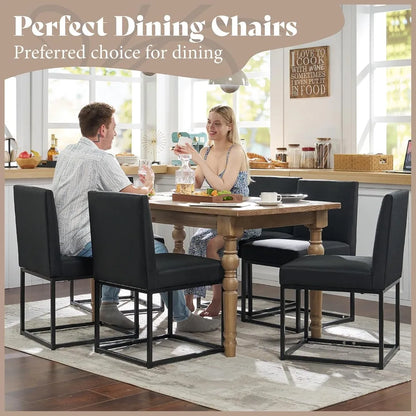 Mid Century Linen Dining Chairs Set of 6, Modern Upholstered Dinner Chairs with Metal Frame for Restaurant, Dining Room, Kitchen