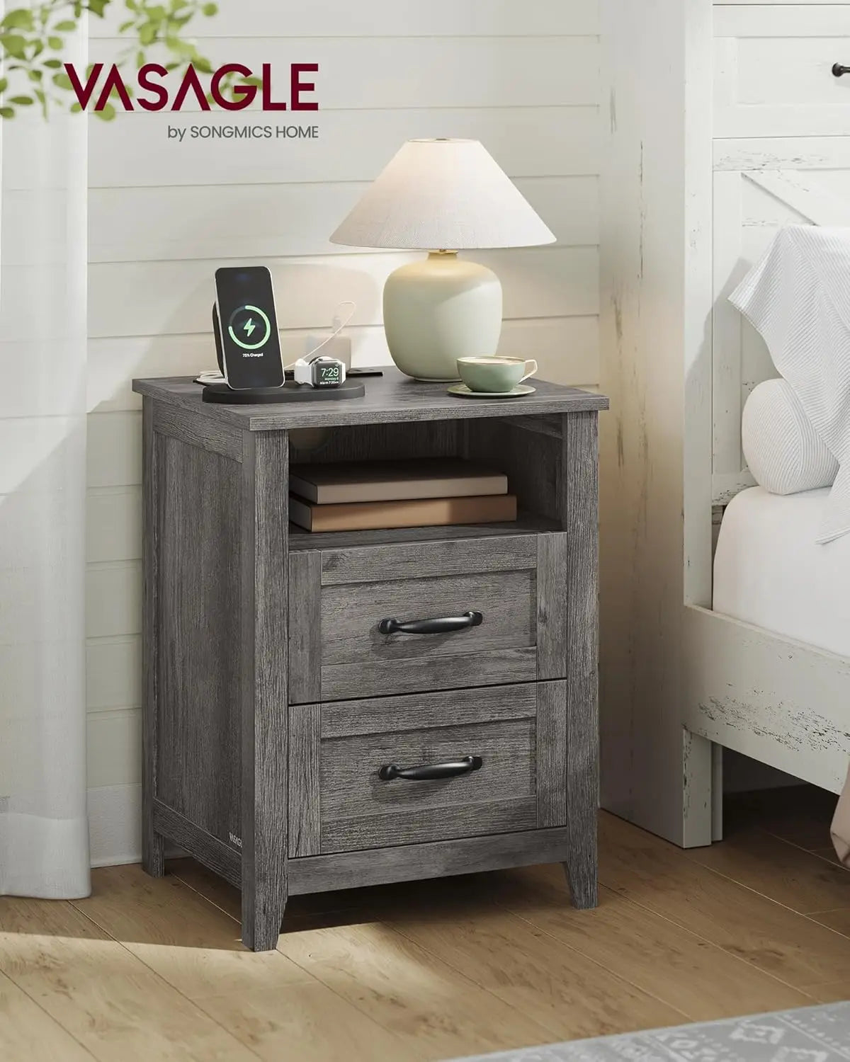 Nightstands, Set of 2 Bedside Tables Side Tables with Drawer Open Compartment for Bedroom Furniture, Nightstands