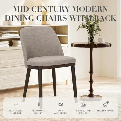 Upholstered Dining Chairs Set of 6, Modern Kitchen Chairs with Back, Fabric Side Dining Room Chairs with Wood Legs for Kitchen