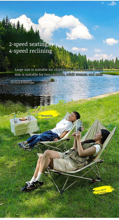 Portable Office Chair Stool Adjustable Camping Fishing Leisure Chair Lunch Break Back Moon Chair Outdoor Folding Lounge Chair