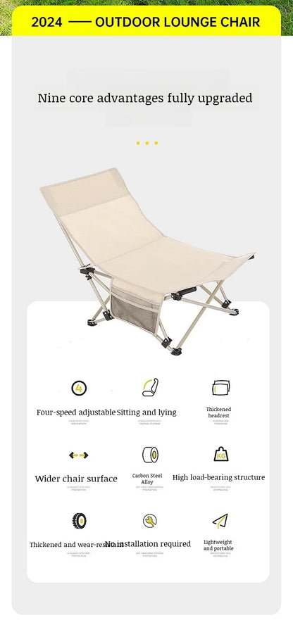 Portable Office Chair Stool Adjustable Camping Fishing Leisure Chair Lunch Break Back Moon Chair Outdoor Folding Lounge Chair