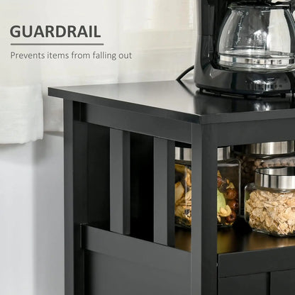 Sideboard Buffet Cabinet, Coffee Bar Cabinet with 2 Doors and Adjustable Shelves for Kitchen Entryway Living Room, Black