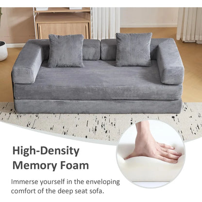 MBM Convertible Sleeper Sofa Bed – Folding Lounge Couch with Pillow