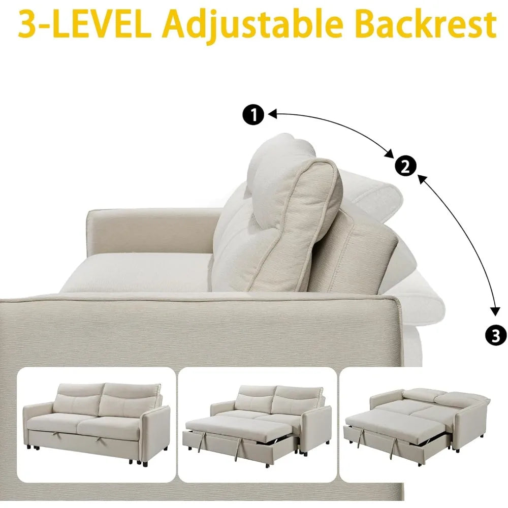 75-Inch Queen Size Convertible Sleeper Sofa Bed, Comfortable Pull-Out Futon Loveseat, Full Love Seat for RV Small Spaces