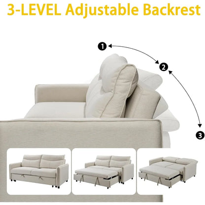 75-Inch Queen Size Convertible Sleeper Sofa Bed, Comfortable Pull-Out Futon Loveseat, Full Love Seat for RV Small Spaces