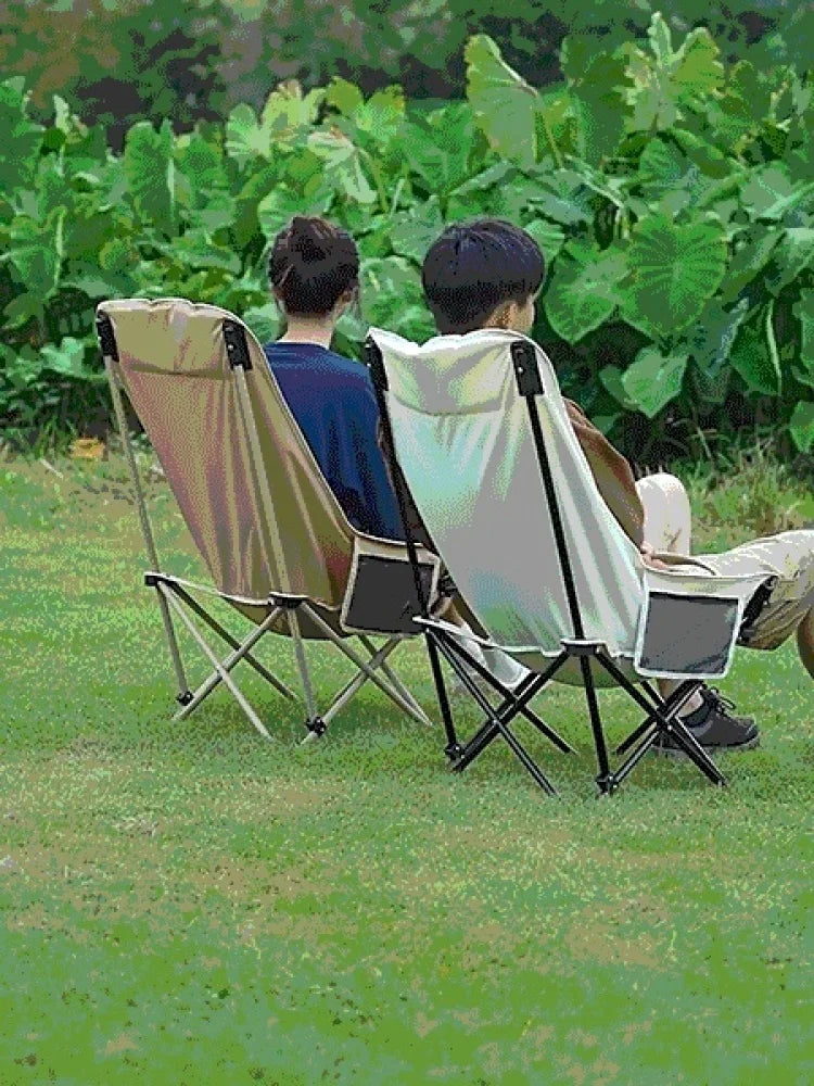Portable Office Chair Stool Adjustable Camping Fishing Leisure Chair Lunch Break Back Moon Chair Outdoor Folding Lounge Chair