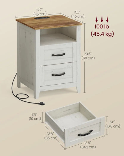 Nightstands, Set of 2 Bedside Tables Side Tables with Drawer Open Compartment for Bedroom Furniture, Nightstands