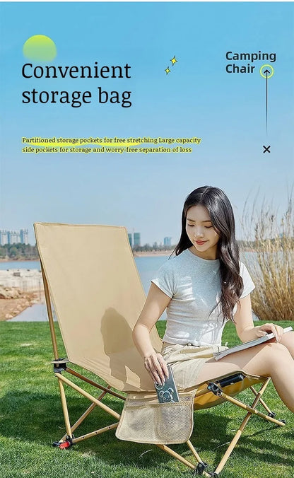 Portable Office Chair Stool Adjustable Camping Fishing Leisure Chair Lunch Break Back Moon Chair Outdoor Folding Lounge Chair