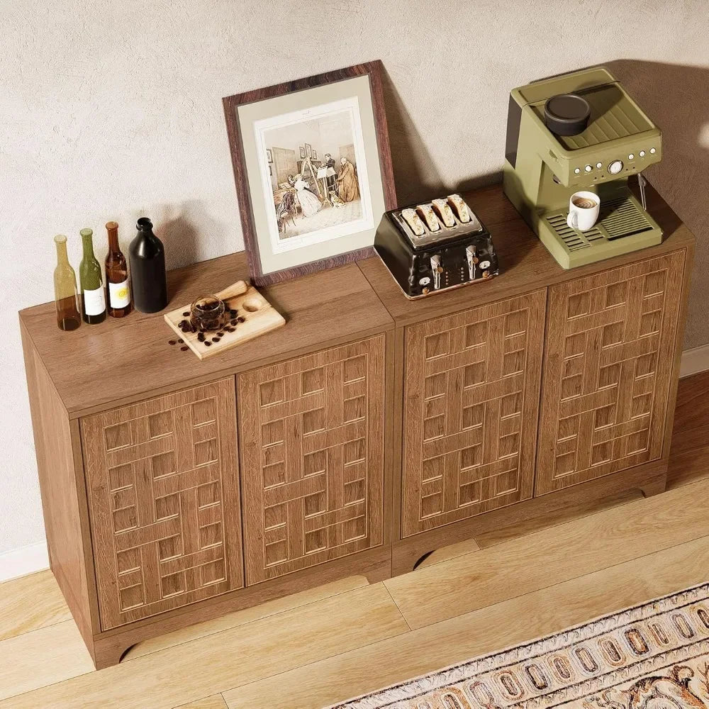 Sideboard Buffet Cabinet with Storage, 57.5-Inch Farmhouse Wood Credenza Storage Cabinet with Doors