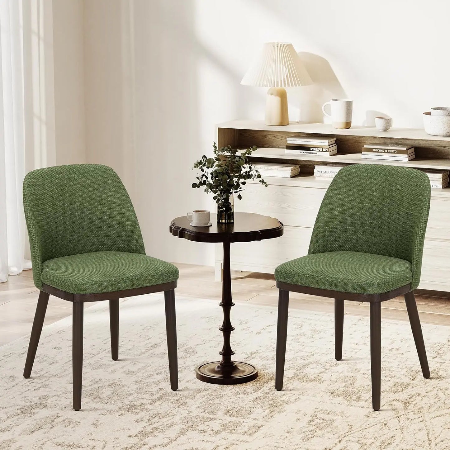 Upholstered Dining Chairs Set of 6, Modern Kitchen Chairs with Back, Fabric Side Dining Room Chairs with Wood Legs for Kitchen