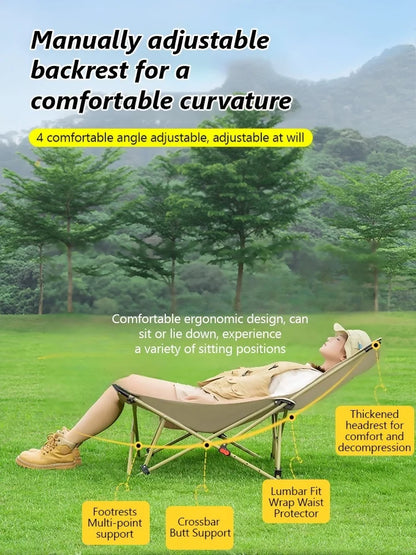 Portable Office Chair Stool Adjustable Camping Fishing Leisure Chair Lunch Break Back Moon Chair Outdoor Folding Lounge Chair
