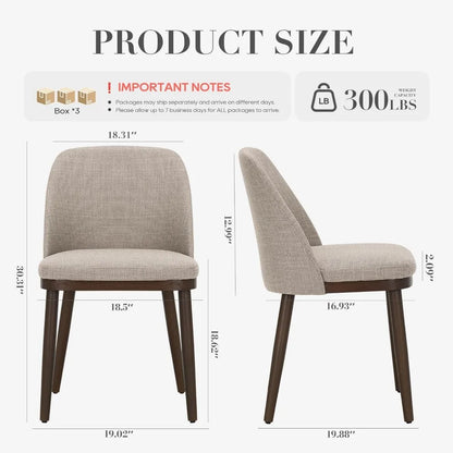 Upholstered Dining Chairs Set of 6, Modern Kitchen Chairs with Back, Fabric Side Dining Room Chairs with Wood Legs for Kitchen