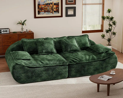 Sectional Living Room Sofa 2-Seater Modular Couch – Comfy Loveseat with Throw, Deep Seat Small Sofa for Compact Space