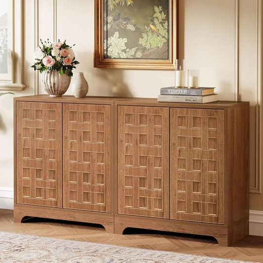 Sideboard Buffet Cabinet with Storage, 57.5-Inch Farmhouse Wood Credenza Storage Cabinet with Doors