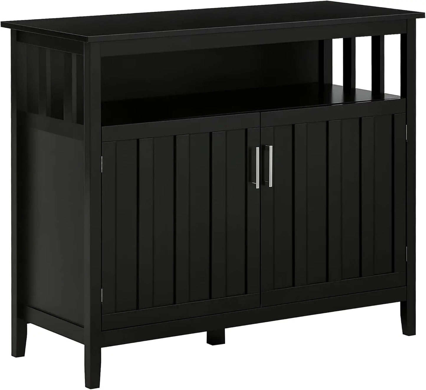 Sideboard Buffet Cabinet, Coffee Bar Cabinet with 2 Doors and Adjustable Shelves for Kitchen Entryway Living Room, Black