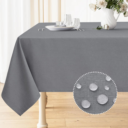 Olanly Rectangle Tablecloth Faux Linen Table Cloth Waterproof Wipeable Fabric Tablecloth Washable Table Cover For Kitchen Dining