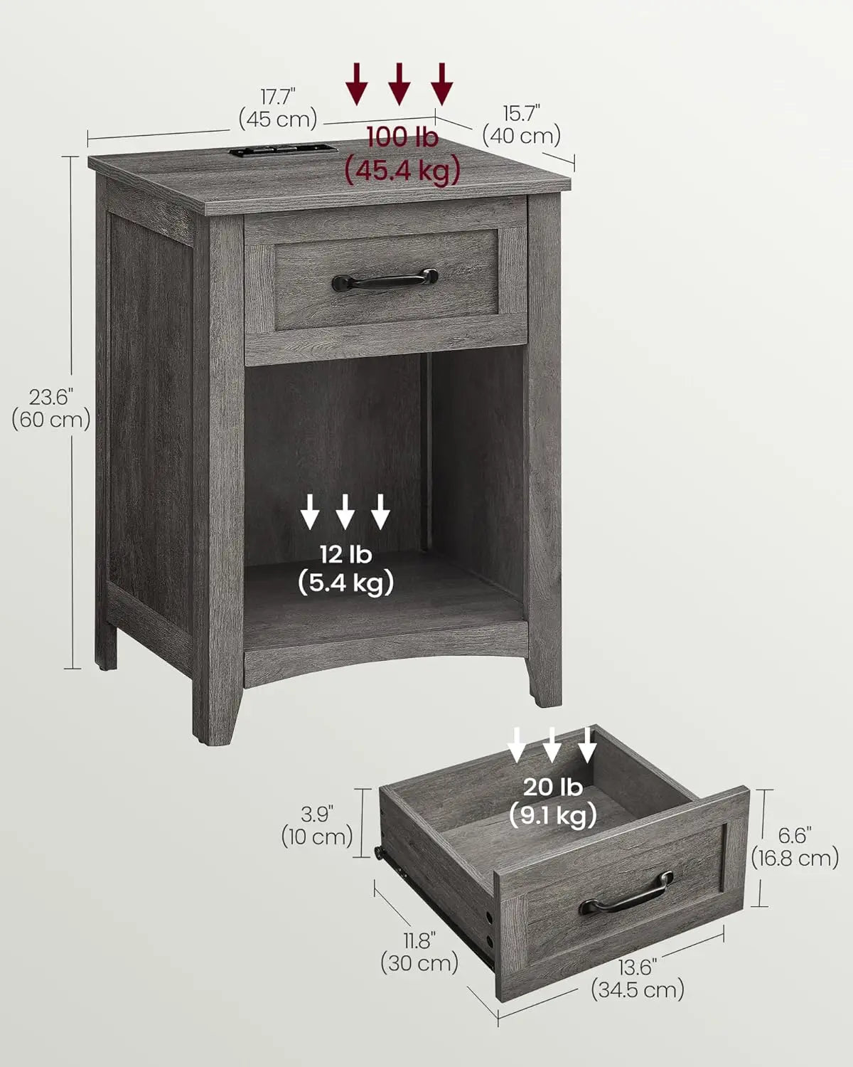Nightstands, Set of 2 Bedside Tables Side Tables with Drawer Open Compartment for Bedroom Furniture, Nightstands
